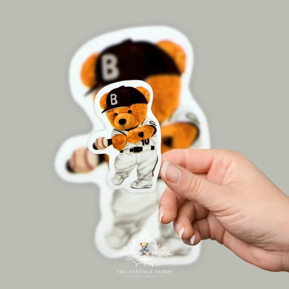 NEW Cute Kids Custom Teddy Bear Characters Kiss Cut Stickers Set of 6 Sports - Picture 1 of 2